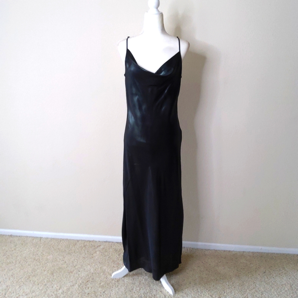 Allsaints Hadley Metallic Green Slip Dress